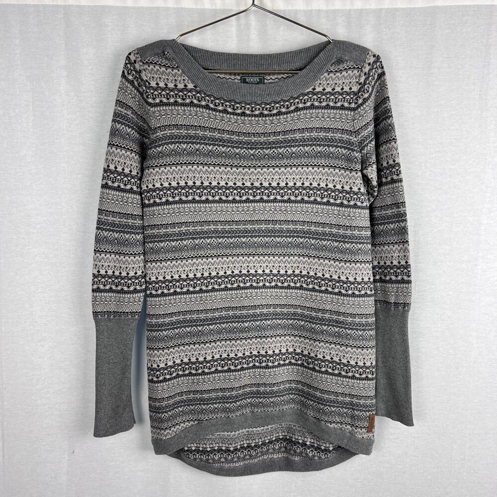⭐️ Roots Canada Sweater Fair Isle Cotton Pullover Nordic Winter Granola Girl